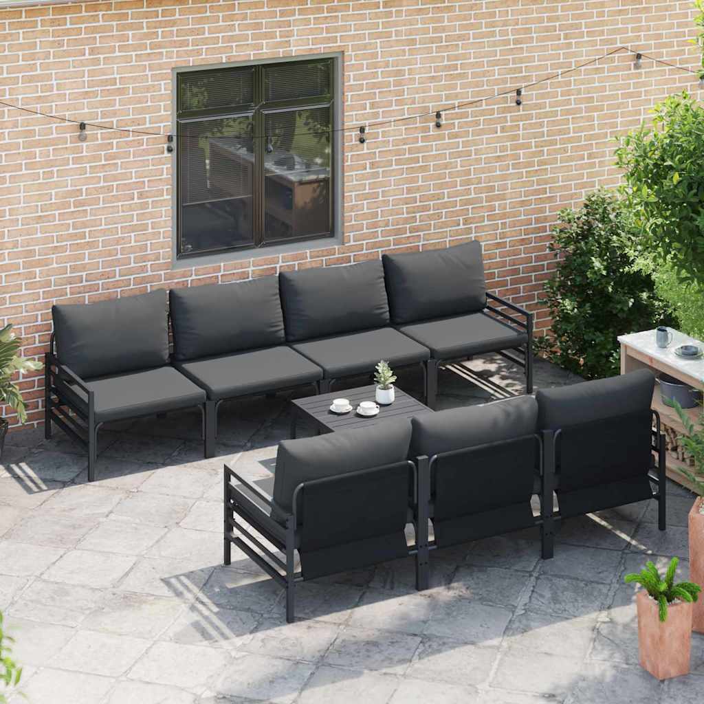Garten-Sofa-Set mit Kissen 8 pcs Anthrazit Stahl & Gewebe