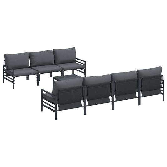 Garten-Sofa-Set mit Kissen 8 pcs Anthrazit Stahl & Gewebe