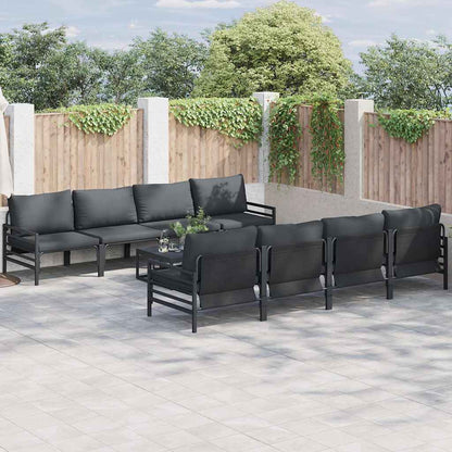 Garten-Sofa-Set mit Kissen 9 pcs Anthrazit Stahl & Stoff