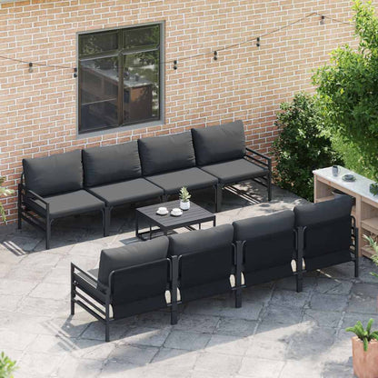 Garten-Sofa-Set mit Kissen 9 pcs Anthrazit Stahl & Stoff
