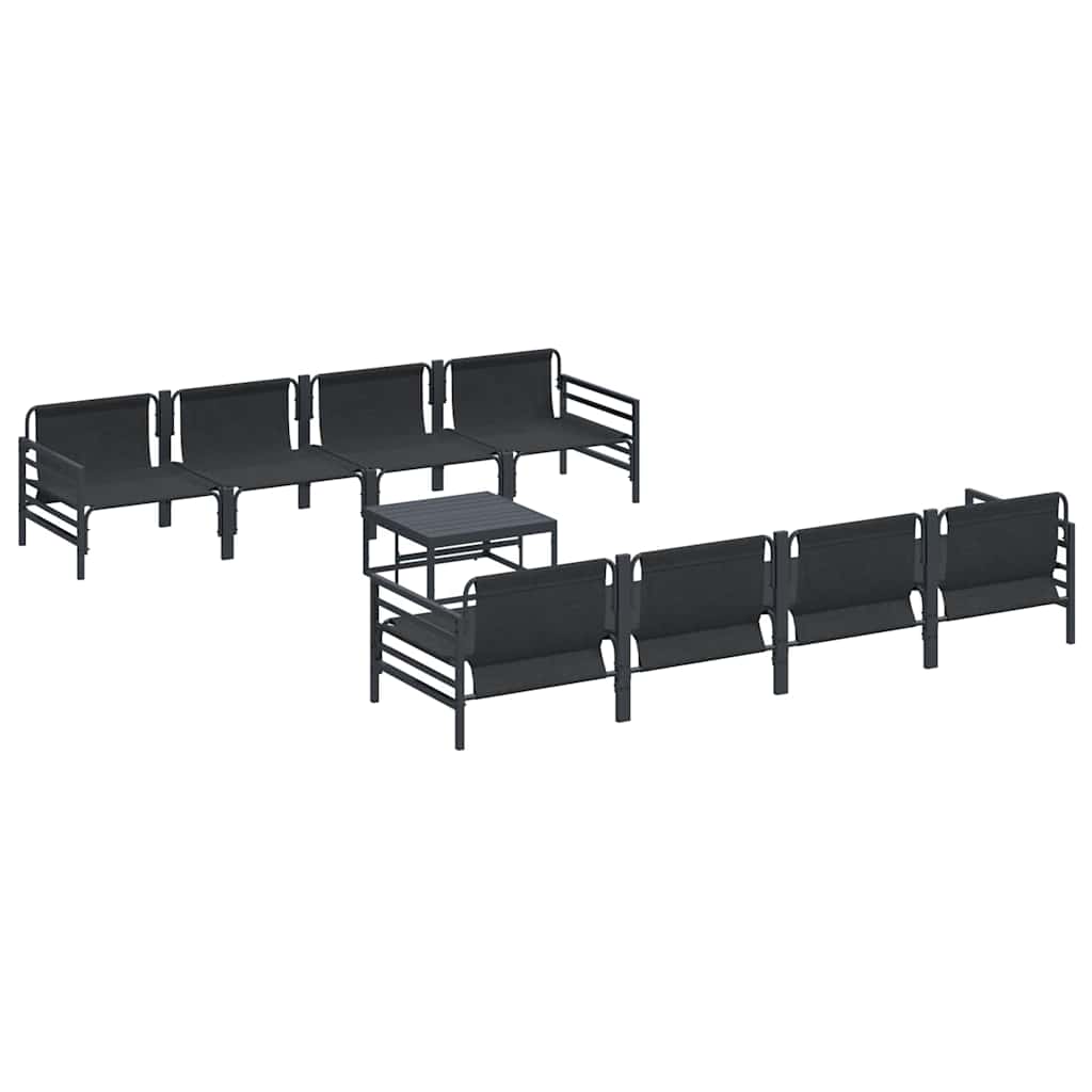Garten-Sofa-Set mit Kissen 9 pcs Anthrazit Stahl & Stoff