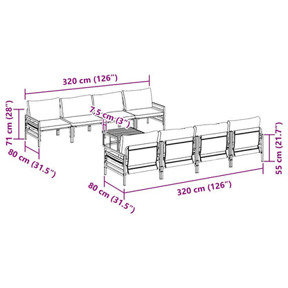 Garten-Sofa-Set mit Kissen 9 pcs Anthrazit Stahl & Stoff