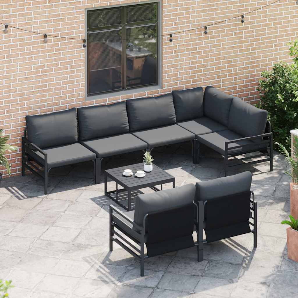 Garten-Sofa-Set mit Kissen 7 pcs Anthrazit Stahl & Stoff