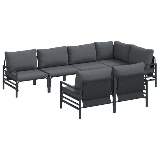 Garten-Sofa-Set mit Kissen 7 pcs Anthrazit Stahl & Stoff