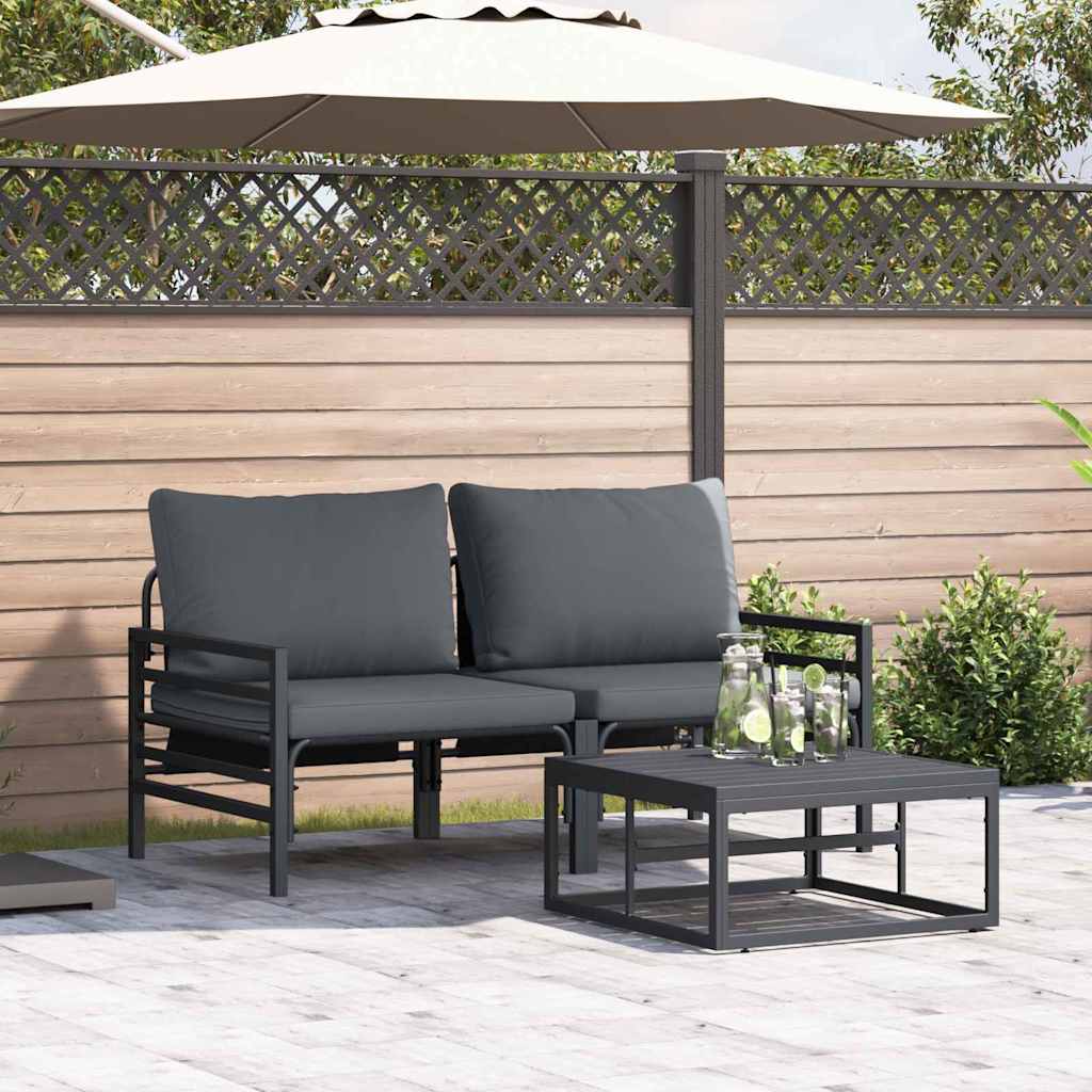 Garten-Sofa-Set 3 pcs Anthrazit Stahl