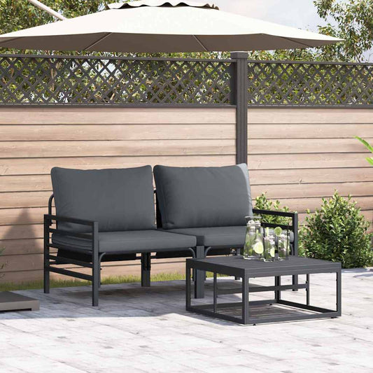 Garten-Sofa-Set 3 pcs Anthrazit Stahl