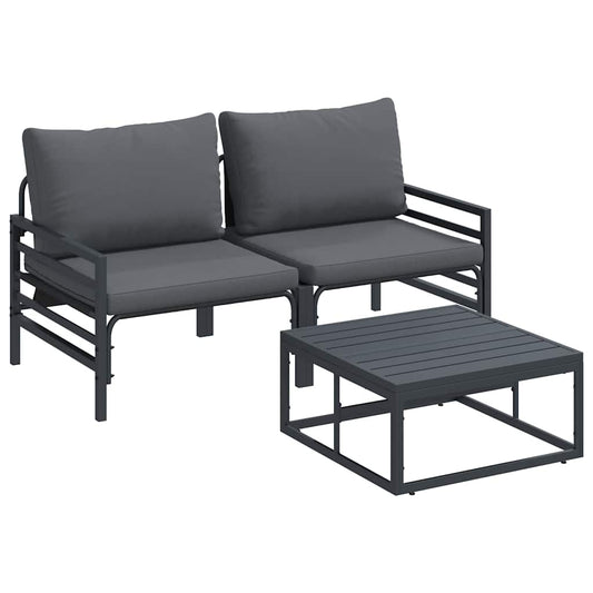 Garten-Sofa-Set 3 pcs Anthrazit Stahl