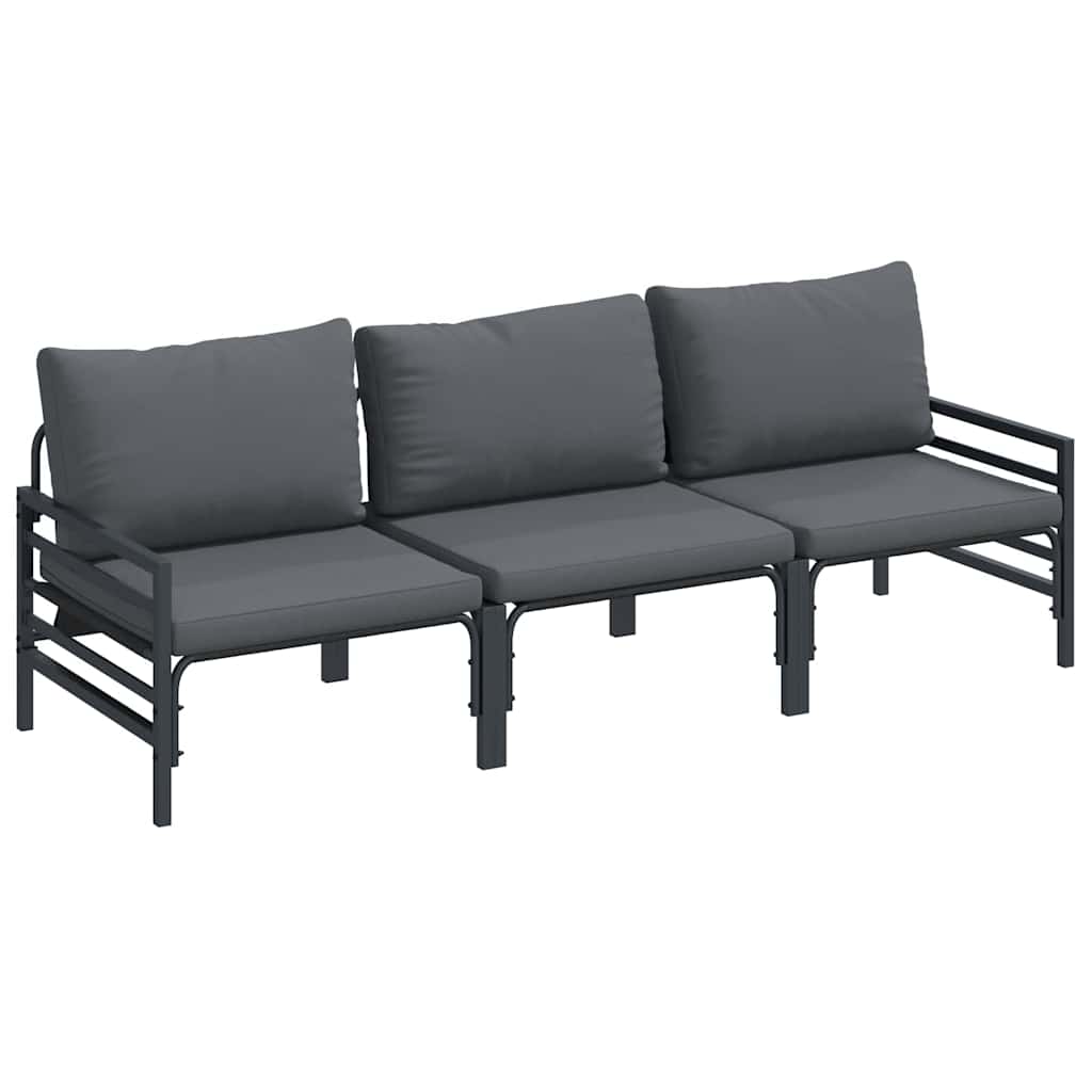 Garten-Sofa-Set 3 pcs Anthrazit Stahl