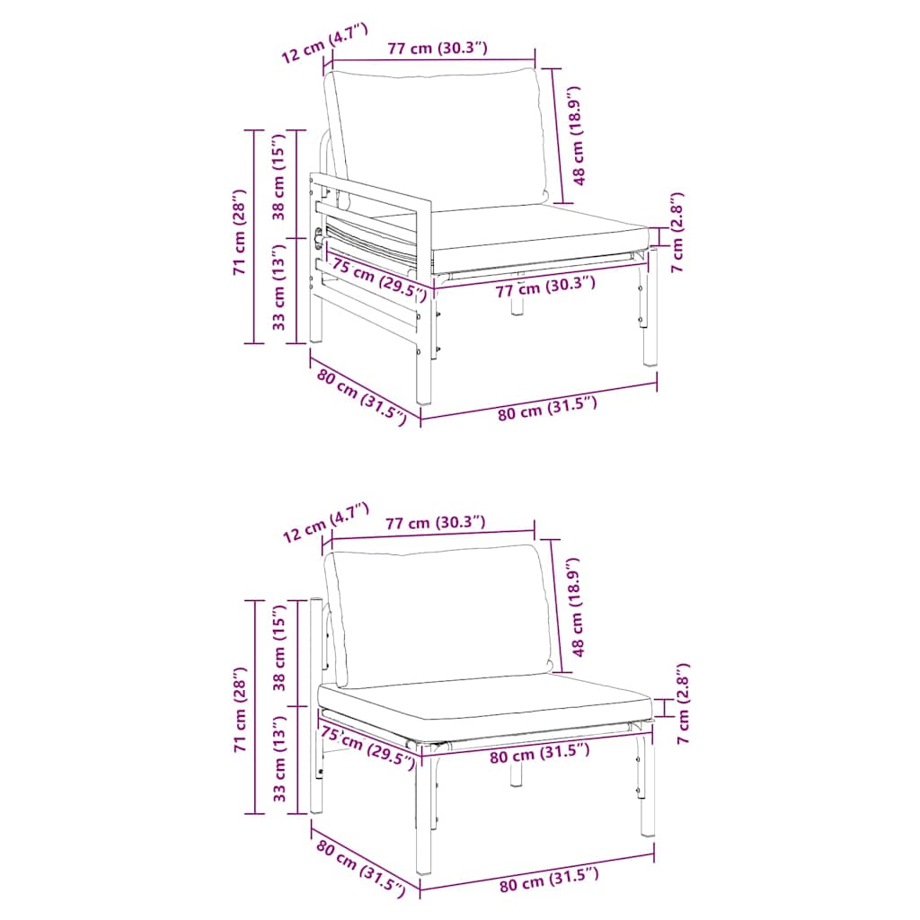 Garten-Sofa-Set 4 pcs Anthrazit Stahl