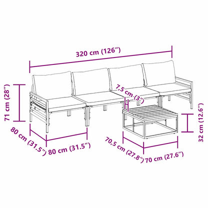 Garten-Sofa-Set 5 pcs Anthrazit Stahl