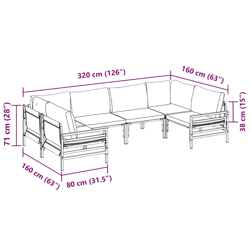 Garten-Sofa-Set 6 pcs Anthrazit Stahl