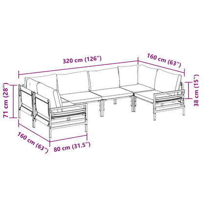 Garten-Sofa-Set 6 pcs Anthrazit Stahl