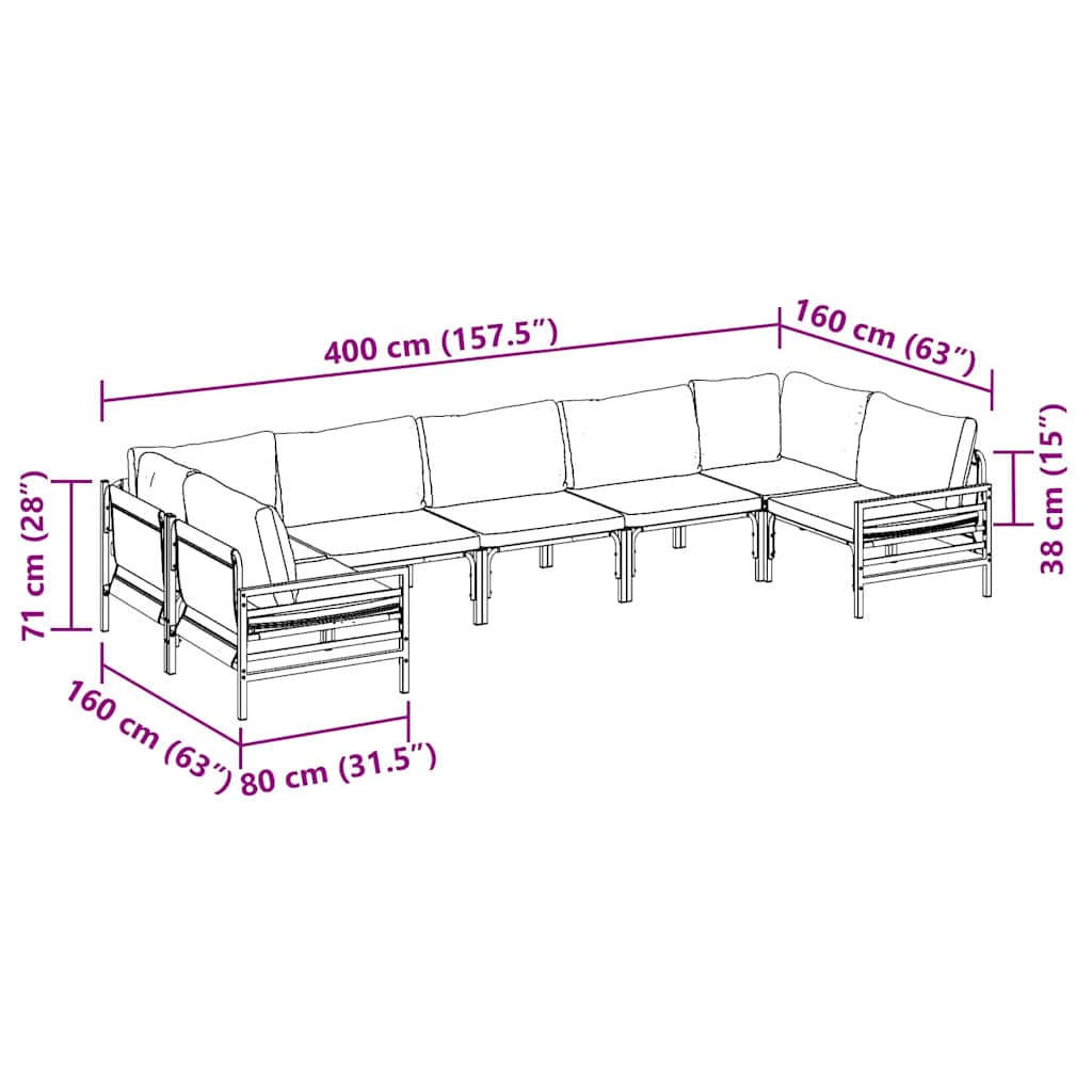 Garten-Sofa-Set 7 pcs Anthrazit Stahl