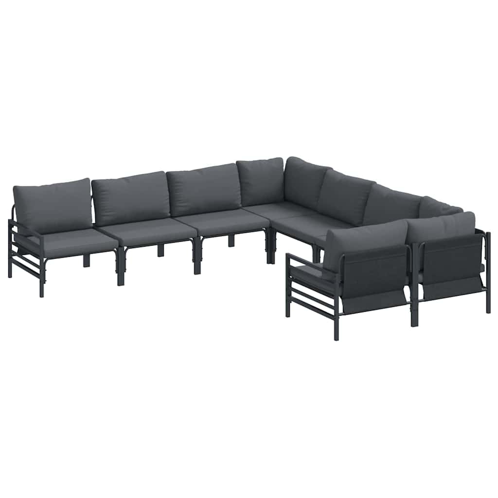 Garten-Sofa-Set mit Kissen Anthrazit Stahl