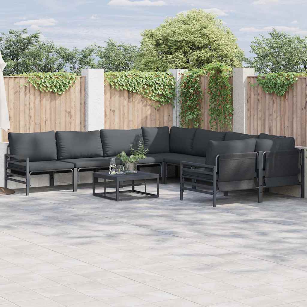 Garten-Sofa-Set mit Kissen 9 pcs Anthrazit Stahl