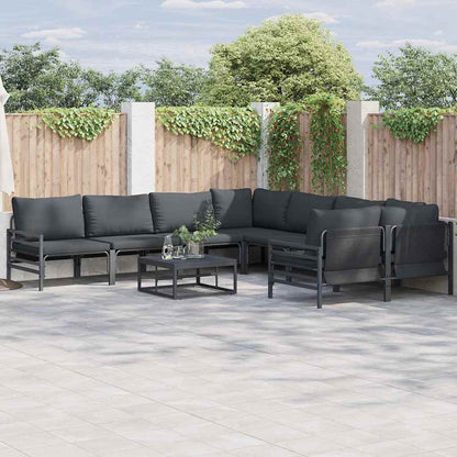 Garten-Sofa-Set mit Kissen 9 pcs Anthrazit Stahl
