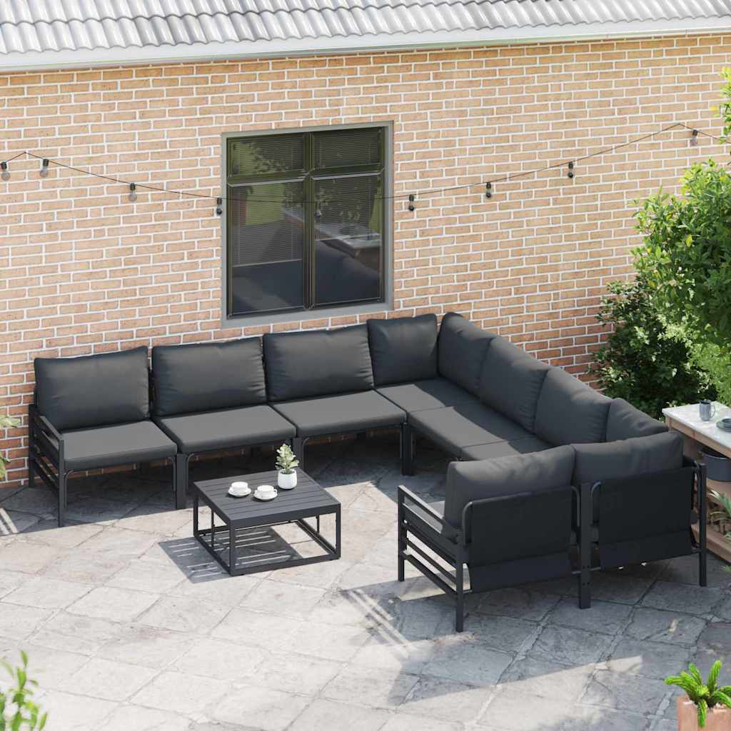 Garten-Sofa-Set mit Kissen 9 pcs Anthrazit Stahl