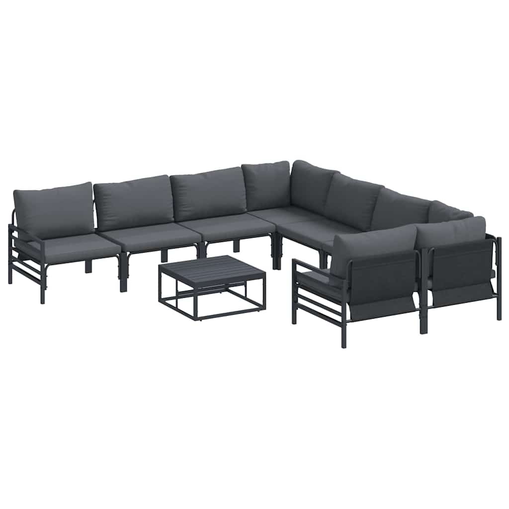 Garten-Sofa-Set mit Kissen 9 pcs Anthrazit Stahl