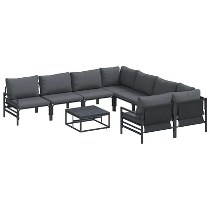 Garten-Sofa-Set mit Kissen 9 pcs Anthrazit Stahl