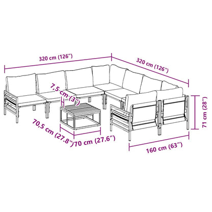 Garten-Sofa-Set mit Kissen 9 pcs Anthrazit Stahl