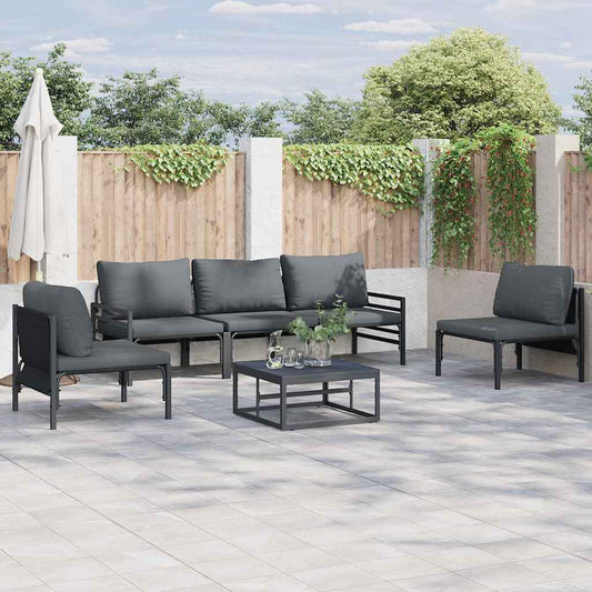 Garten-Sofa-Set 5 pcs Anthrazit Stahl