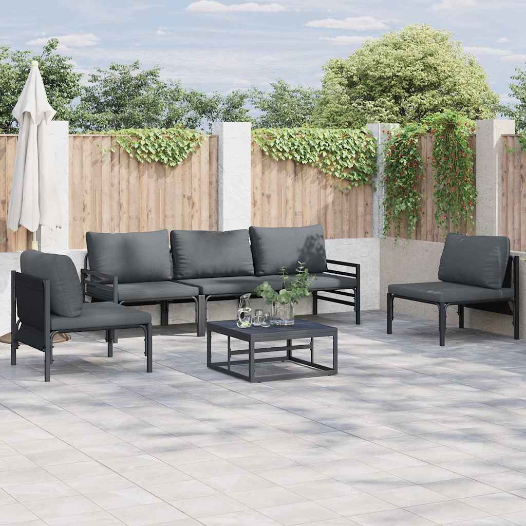 Garten-Sofa-Set 6 pcs Anthrazit Stahl