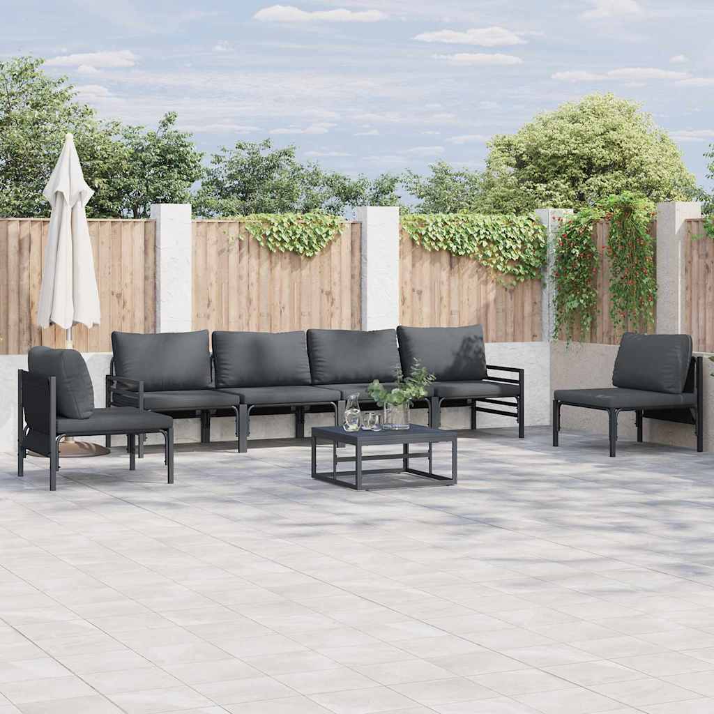 Garten-Sofa-Set 6 pcs Anthrazit Stahl