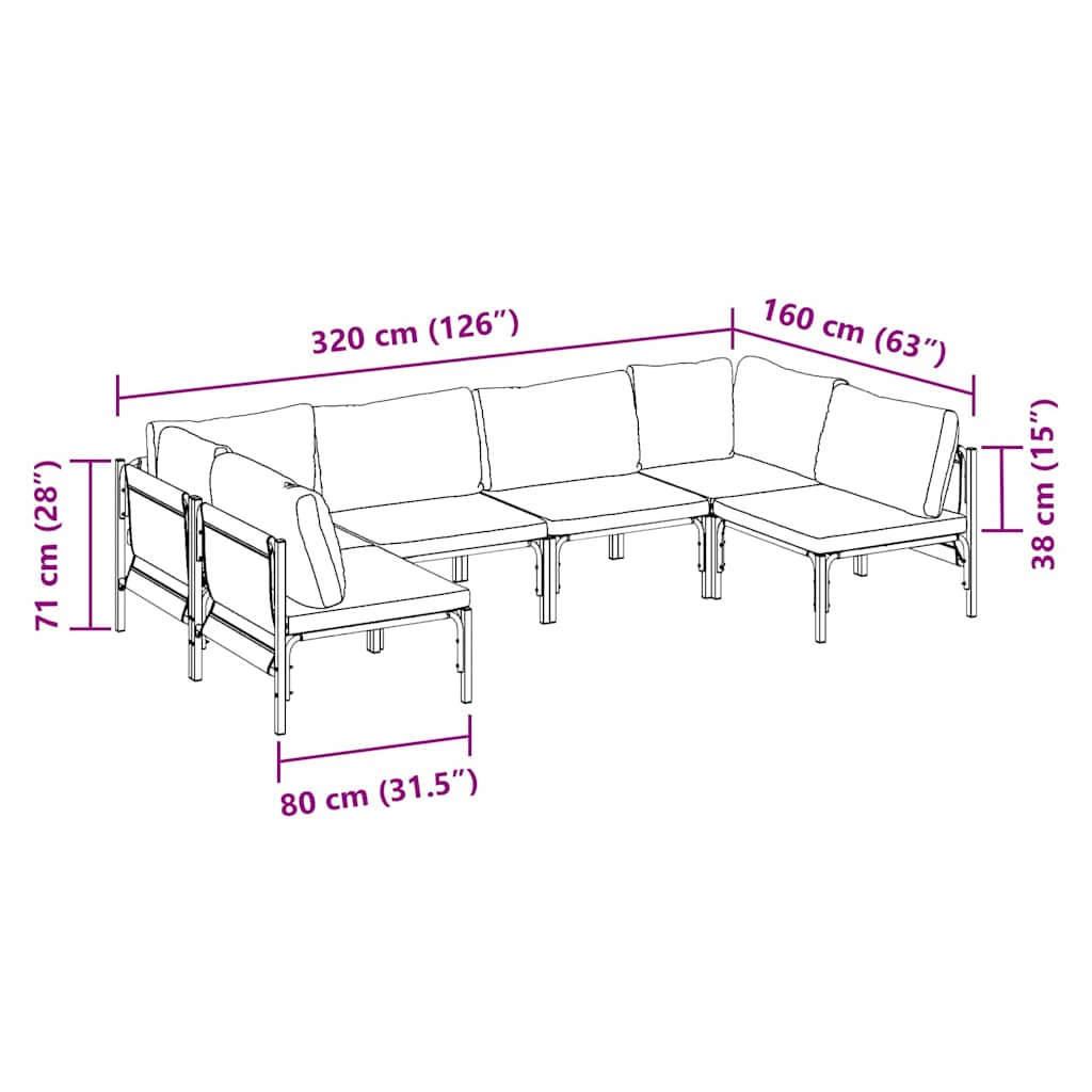 Garten-Sofa-Set 6 pcs Anthrazit Stahl