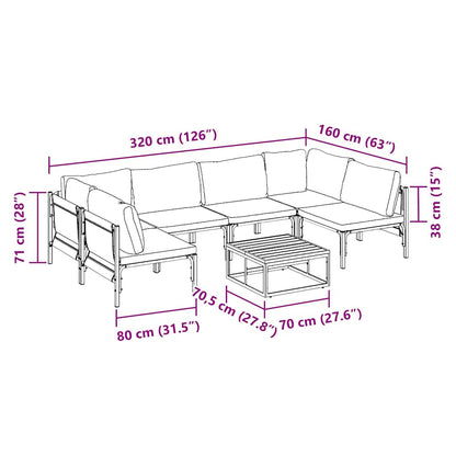 Garten-Sofa-Set 7 pcs Anthrazit Stahl