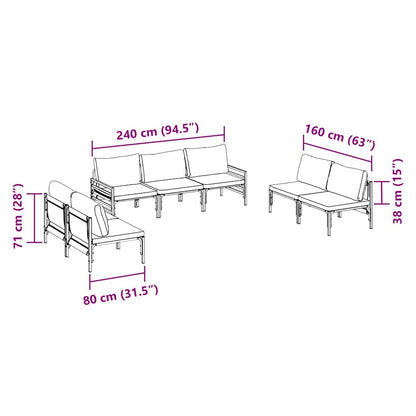 Garten-Sofa-Set Anthrazit Stahl