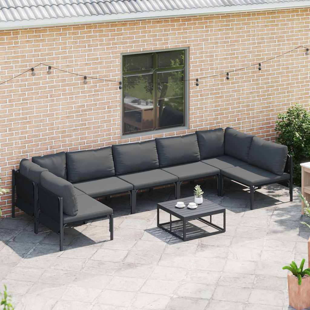 Garten-Sofa-Set Anthrazit Stahl