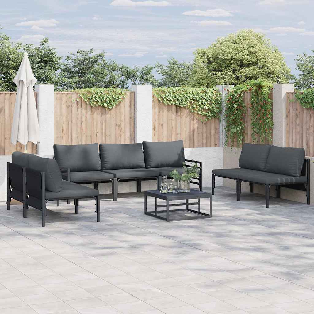 Garten-Sofa-Set 8 pcs Anthrazit Stahl