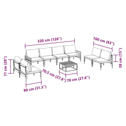 Garten-Sofa-Set 9 pcs Anthrazit Stahl