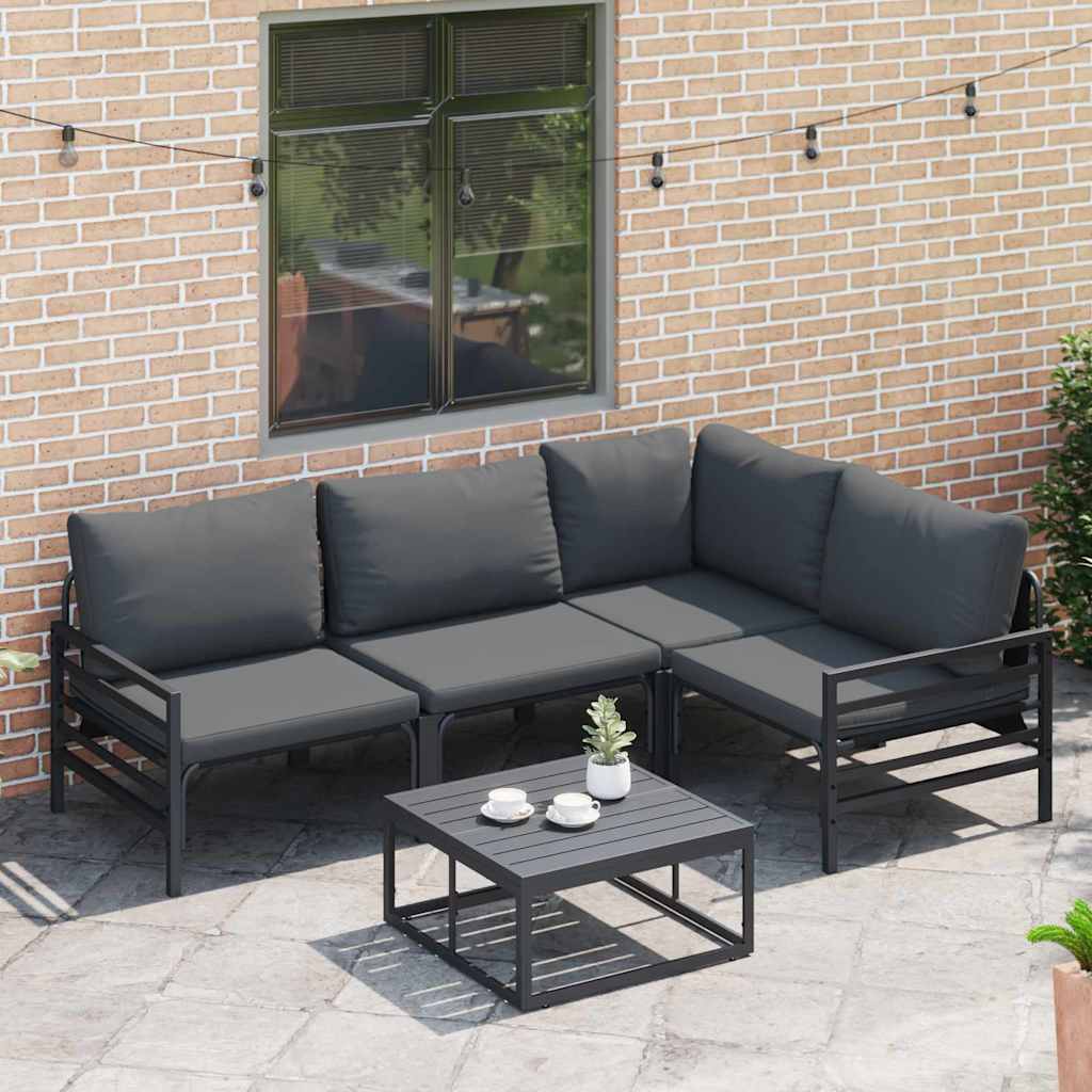 Garten-Sofa-Set mit Kissen 4 pcs Anthrazit Stahl