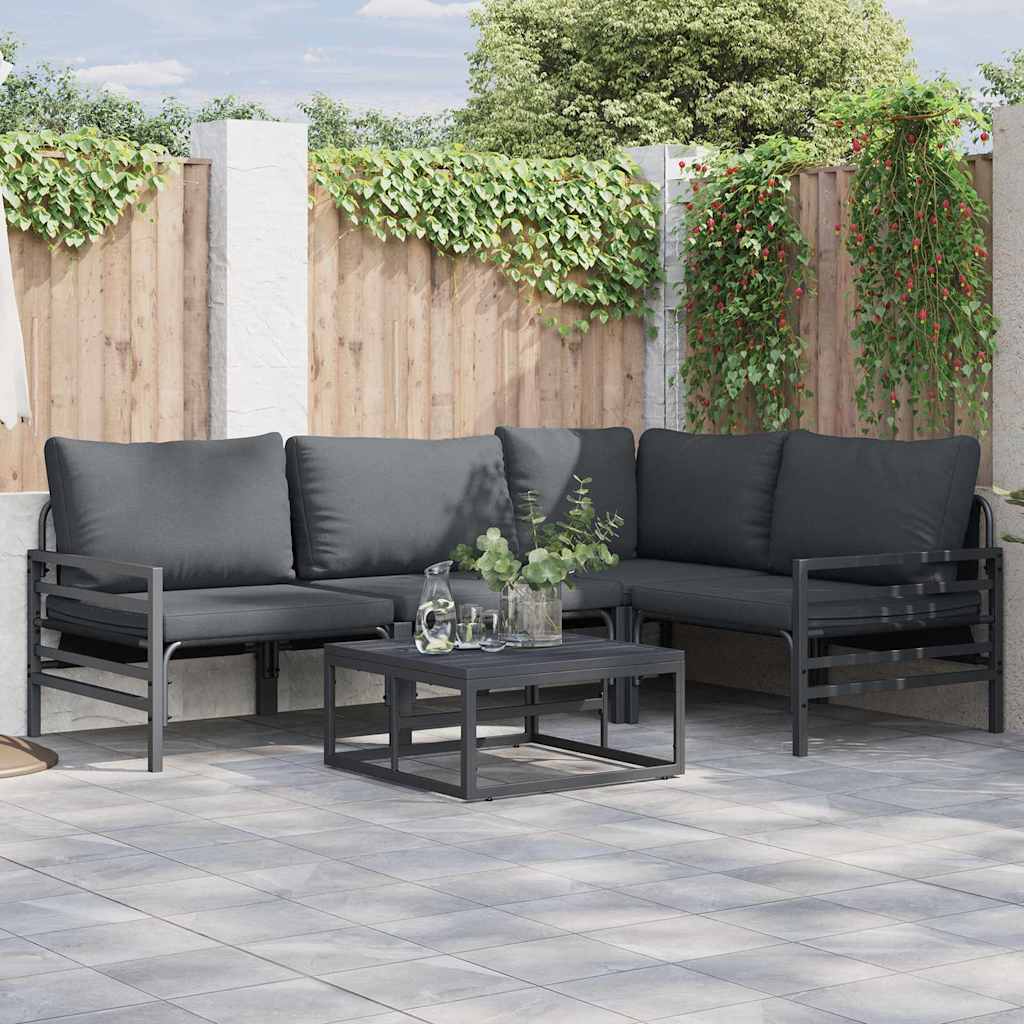 Garten-Sofa-Set mit Kissen 6 pcs Anthrazit Stahl