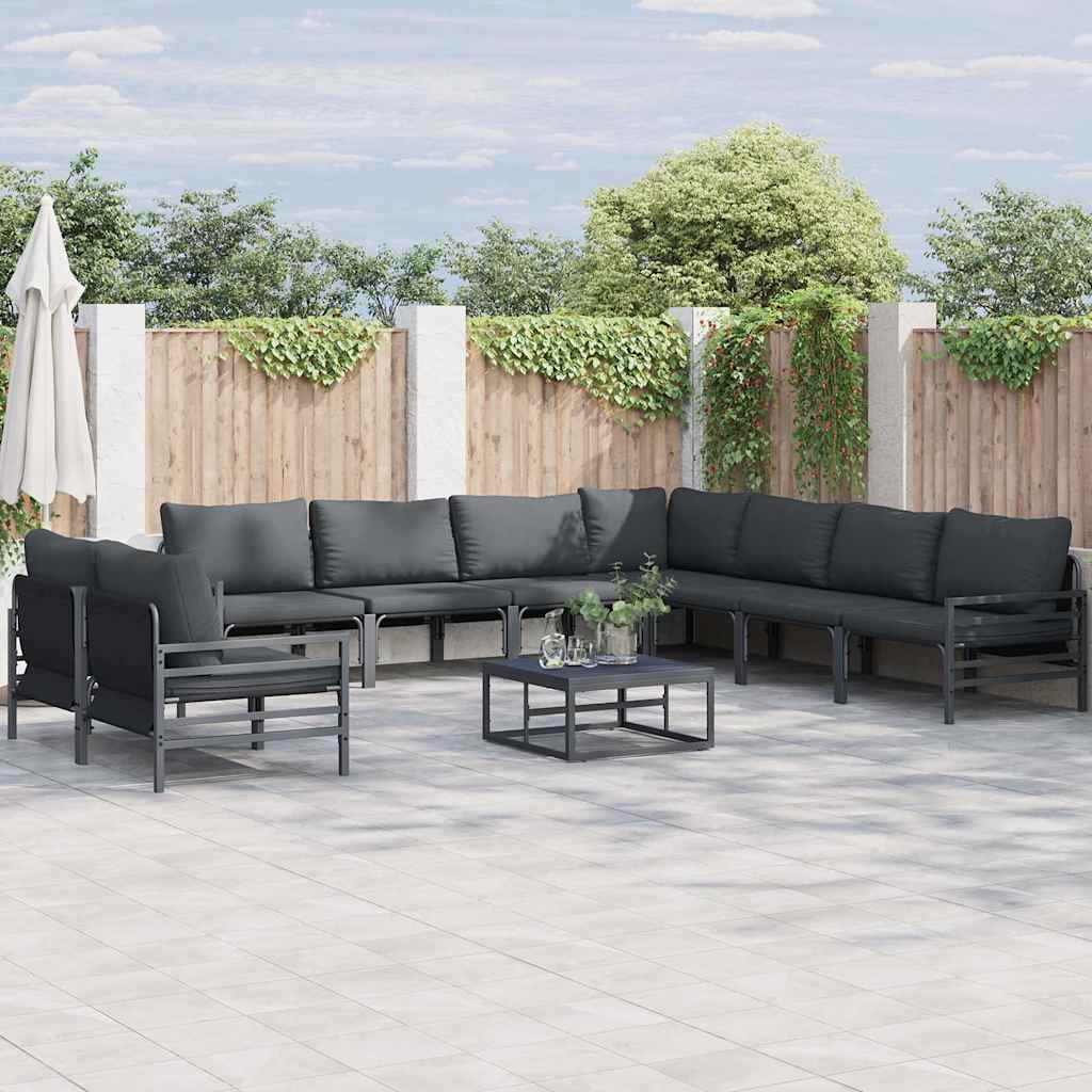 Garten-Sofa-Set 9 pcs Anthrazit Stahl