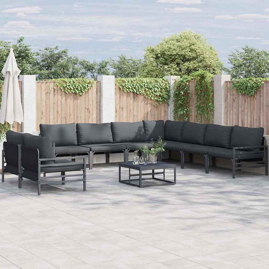 Garten-Sofa-Set 9 pcs Anthrazit Stahl