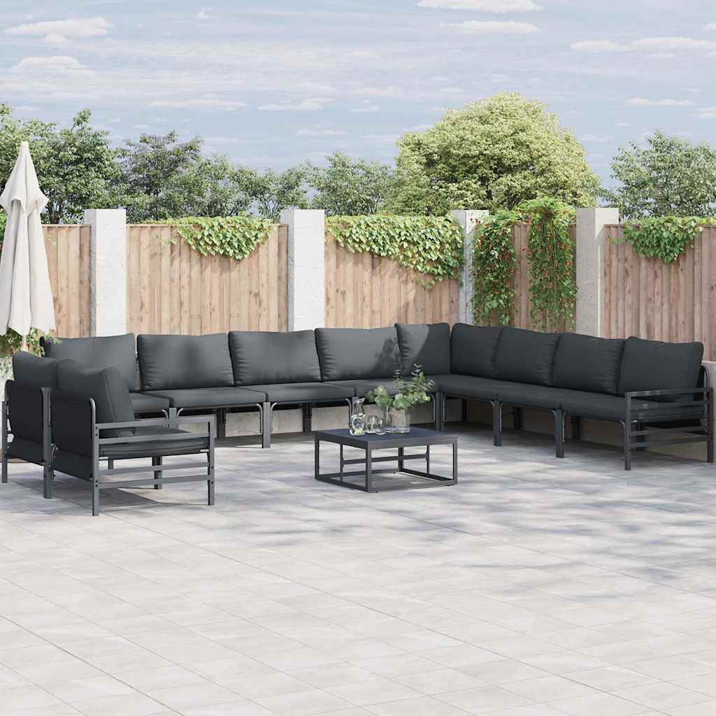 Garten-Sofa-Set 11 pcs Anthrazit Stahl