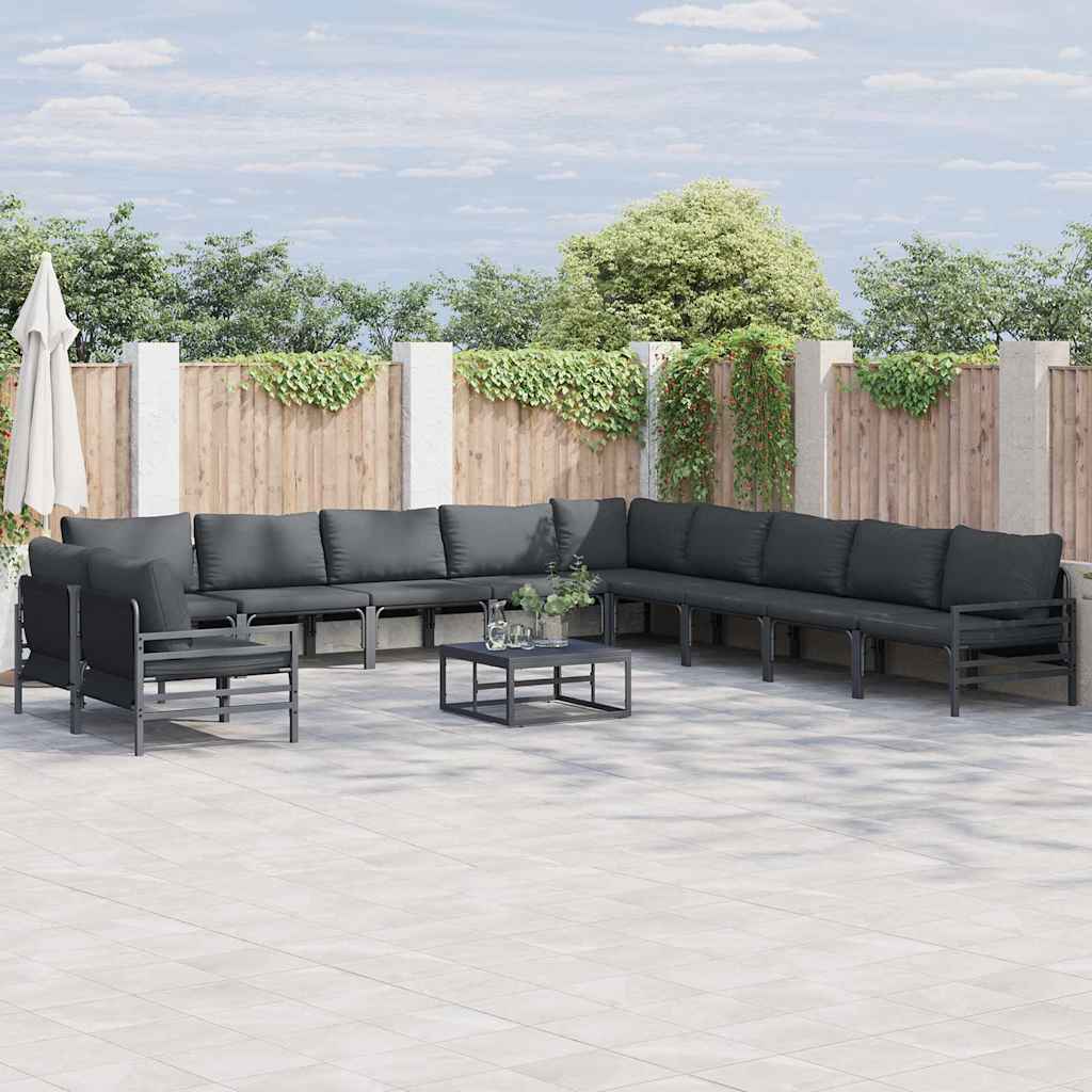 Garten-Sofa-Set mit Kissen 11 pcs Anthrazit Stahl