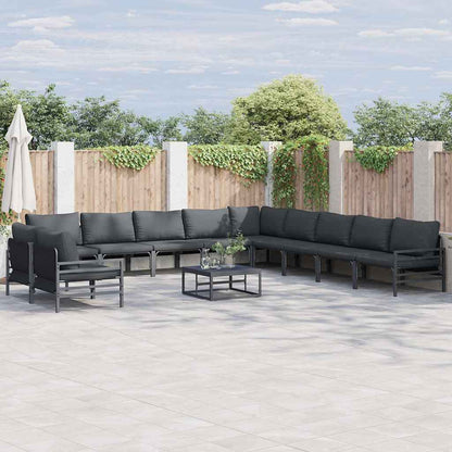 Garten-Sofa-Set mit Kissen 11 pcs Anthrazit Stahl