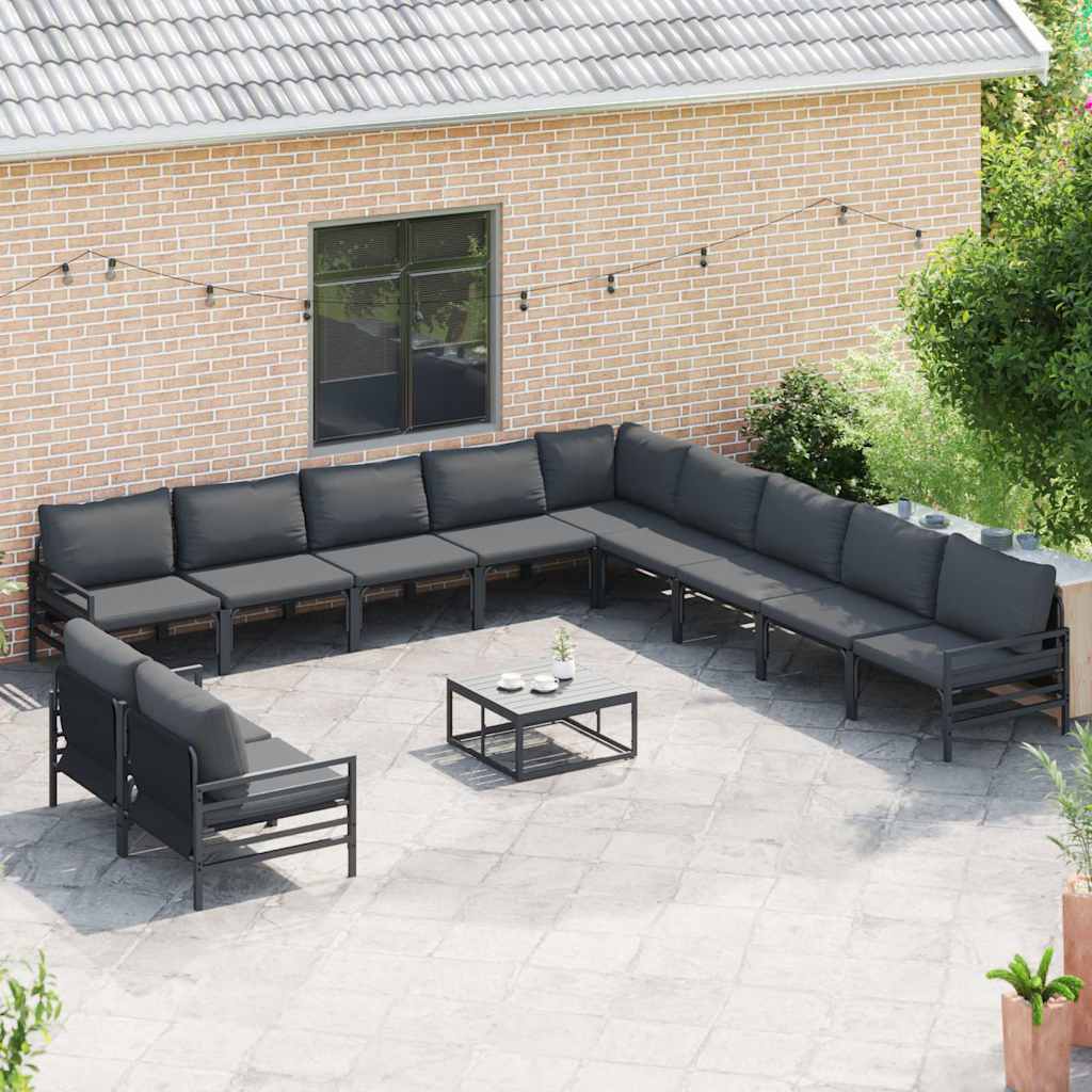 Garten-Sofa-Set mit Kissen 11 pcs Anthrazit Stahl