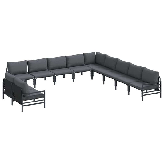 Garten-Sofa-Set mit Kissen 11 pcs Anthrazit Stahl