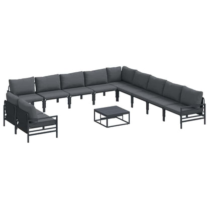 Garten-Sofa-Set mit Kissen 12 pcs Anthrazit Stahl