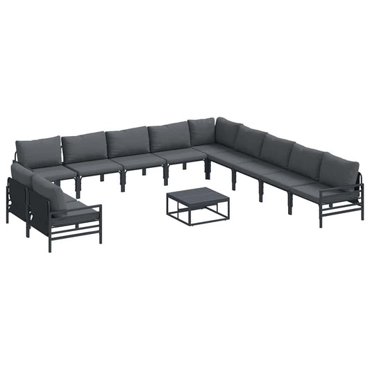Garten-Sofa-Set mit Kissen 12 pcs Anthrazit Stahl