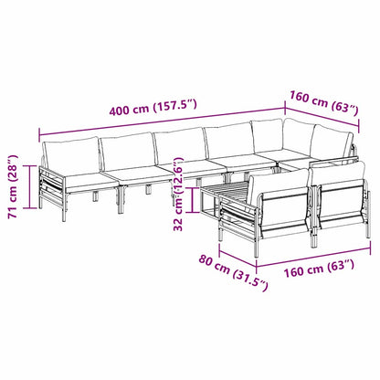 Garten-Sofa-Set 9 pcs Anthrazit Stahl