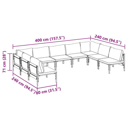 Garten-Sofa-Set 9 pcs Anthrazit Stahl