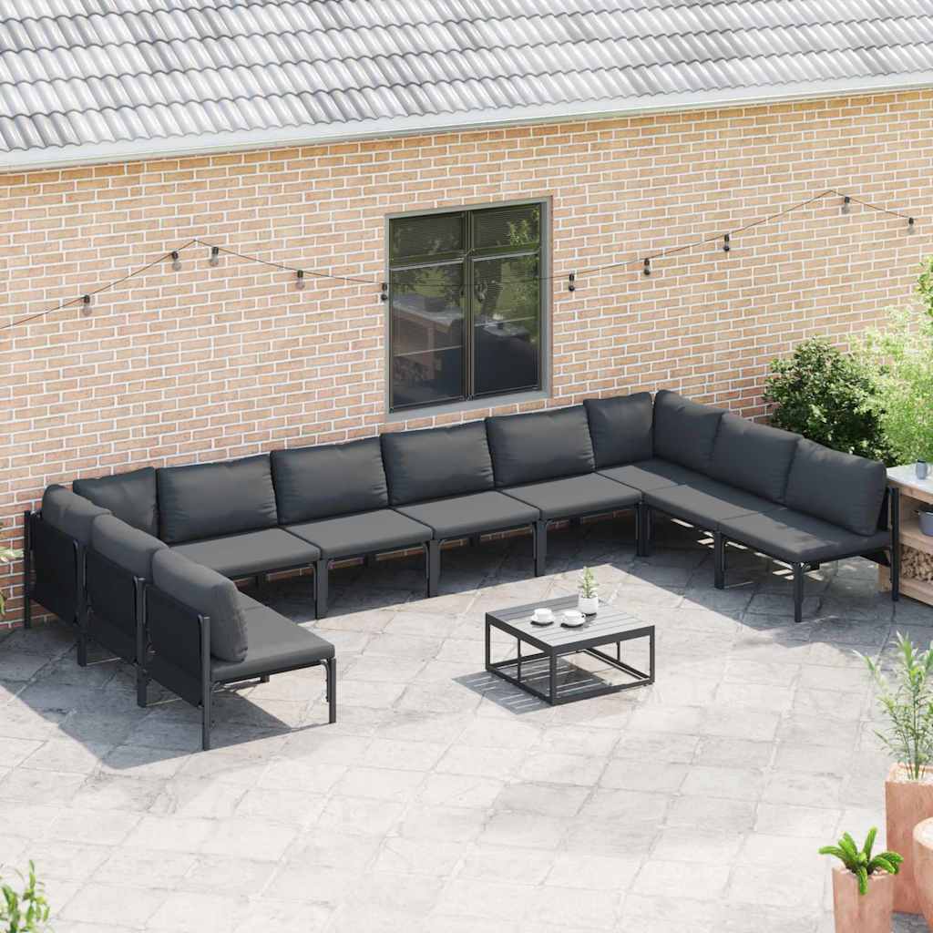 Garten-Sofa-Set 10 pcs Anthrazit Stahl