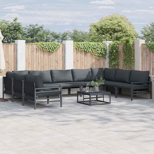 Garten-Sofa-Set 10 pcs Anthrazit Stahl