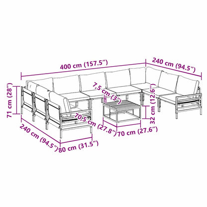 Garten-Sofa-Set 10 pcs Anthrazit Stahl