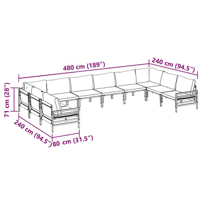 Garten-Sofa-Set 10 pcs Anthrazit Stahl